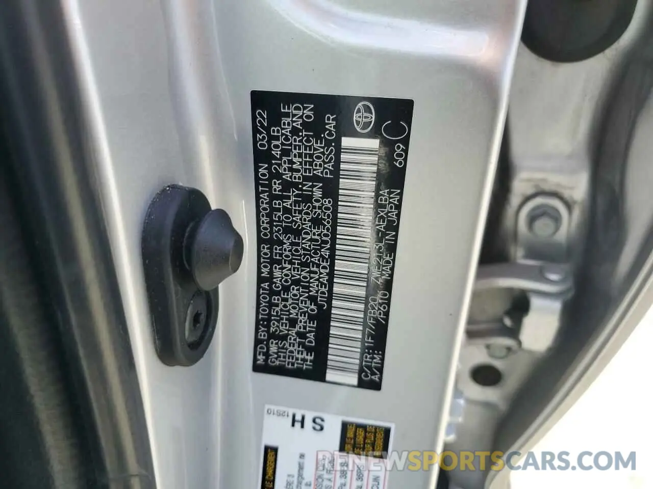 12 fotografías del automóvil dañado JTDEAMDE4NJ056508 TOYOTA COROLLA 2022