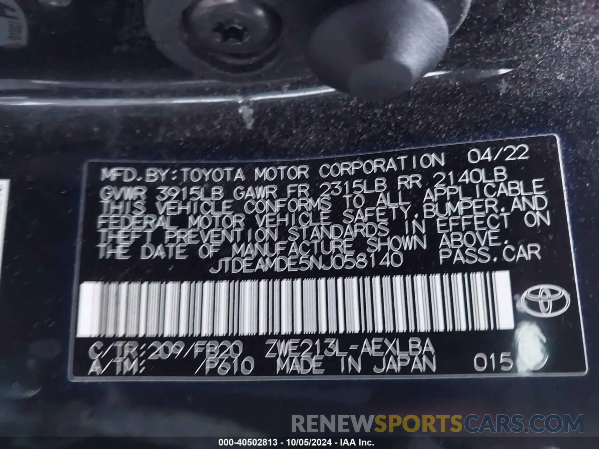 9 fotografías del automóvil dañado JTDEAMDE5NJ058140 TOYOTA COROLLA 2022