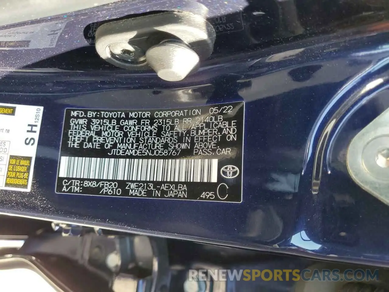 13 fotografías del automóvil dañado JTDEAMDE5NJ058767 TOYOTA COROLLA 2022