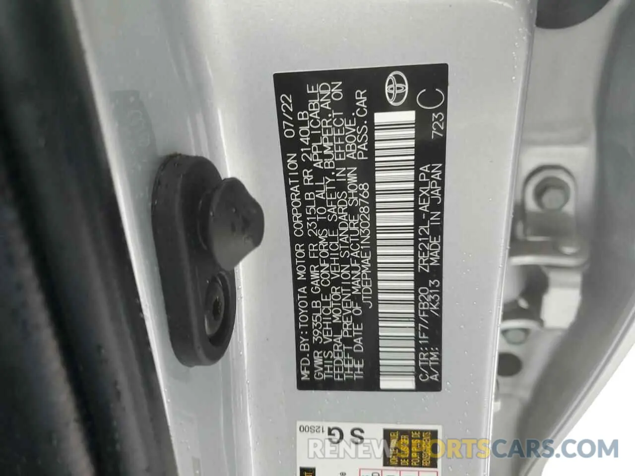 12 fotografías del automóvil dañado JTDEPMAE1N3028768 TOYOTA COROLLA 2022