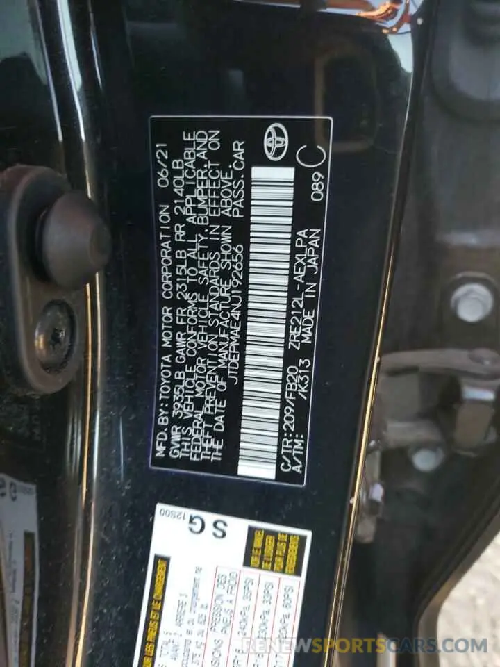 12 fotografías del automóvil dañado JTDEPMAE4NJ192656 TOYOTA COROLLA 2022