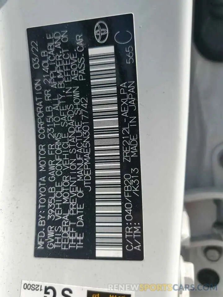 13 fotografías del automóvil dañado JTDEPMAE5N3017742 TOYOTA COROLLA 2022