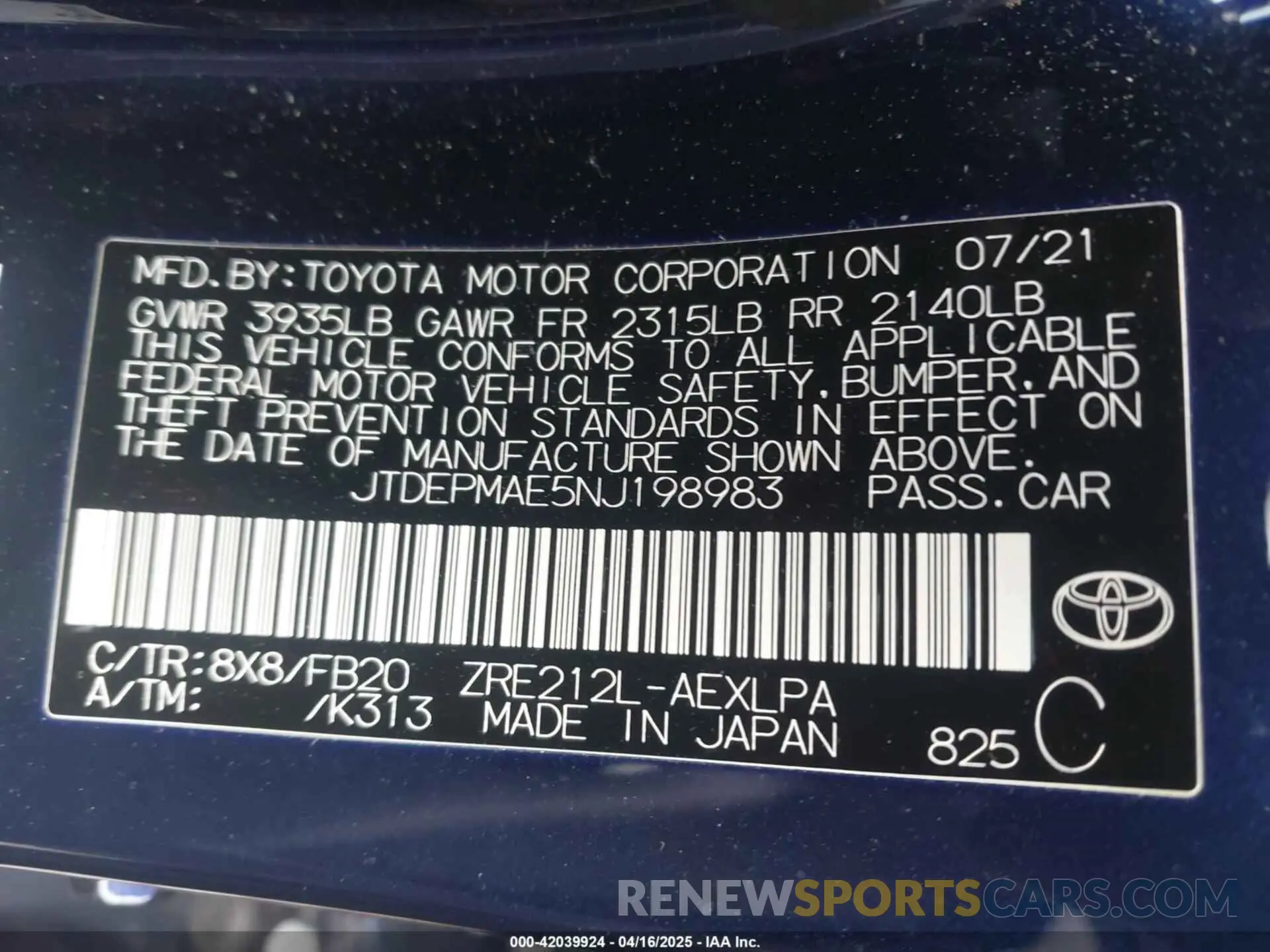 9 fotografías del automóvil dañado JTDEPMAE5NJ198983 TOYOTA COROLLA 2022