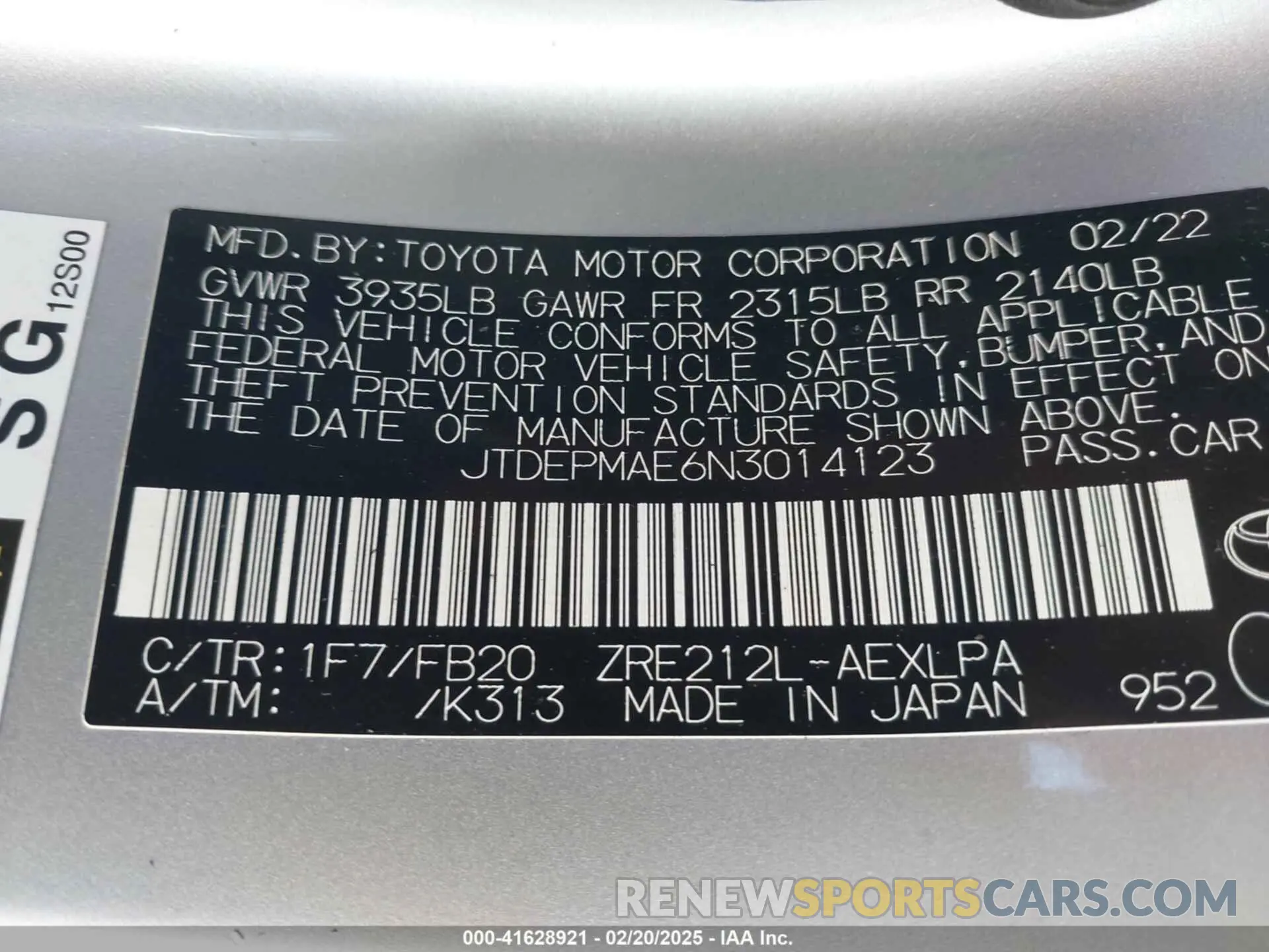 9 fotografías del automóvil dañado JTDEPMAE6N3014123 TOYOTA COROLLA 2022