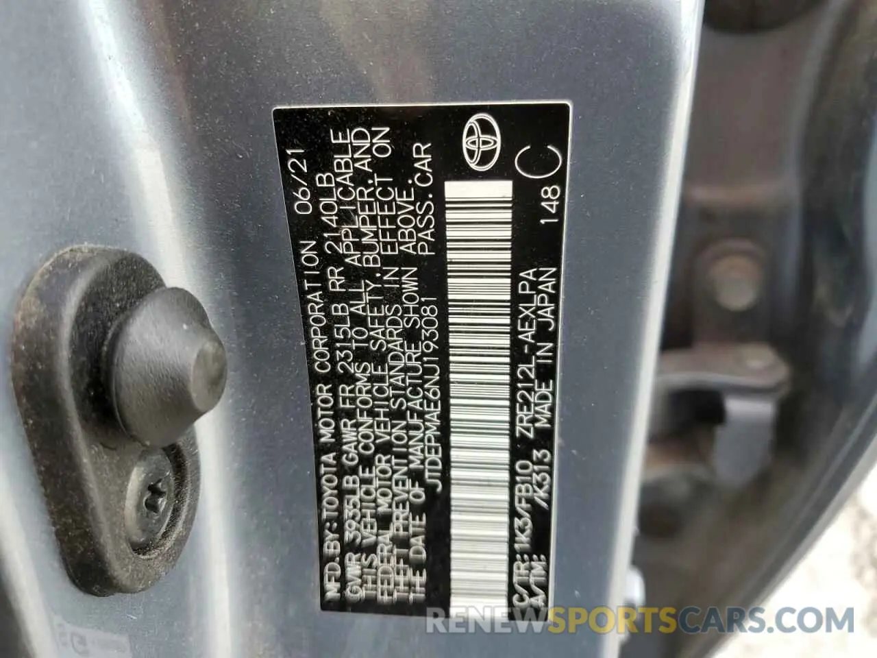 12 fotografías del automóvil dañado JTDEPMAE6NJ193081 TOYOTA COROLLA 2022