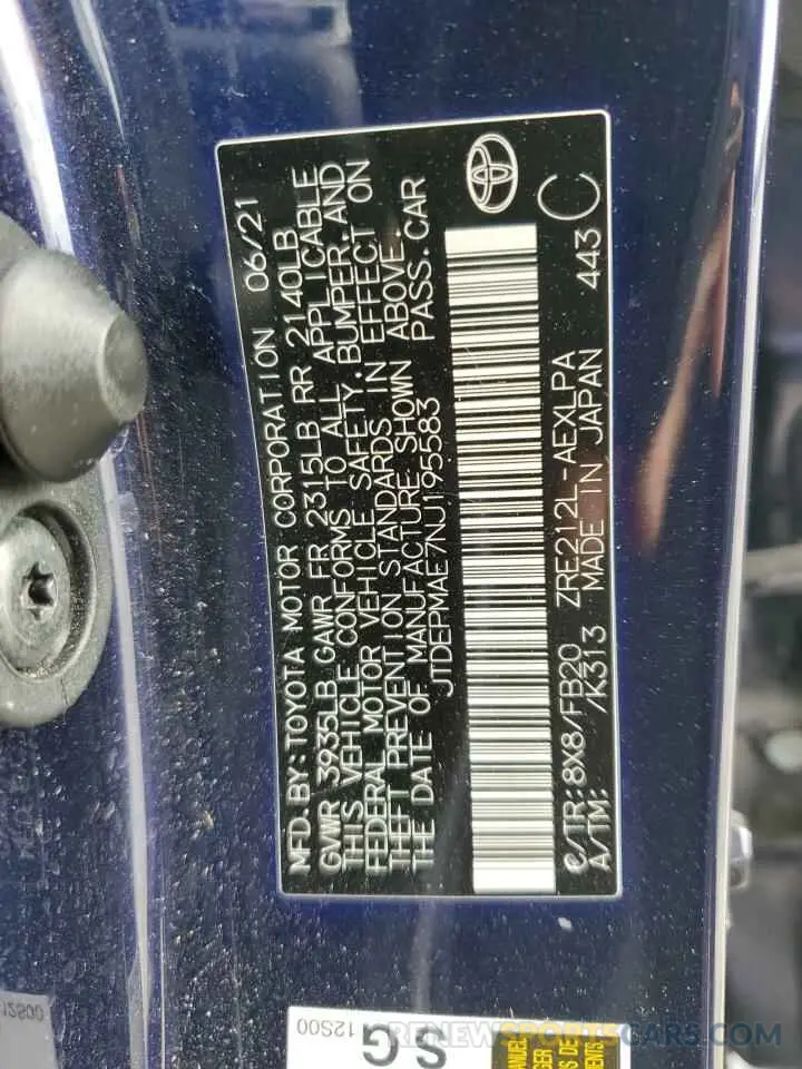12 fotografías del automóvil dañado JTDEPMAE7NJ195583 TOYOTA COROLLA 2022