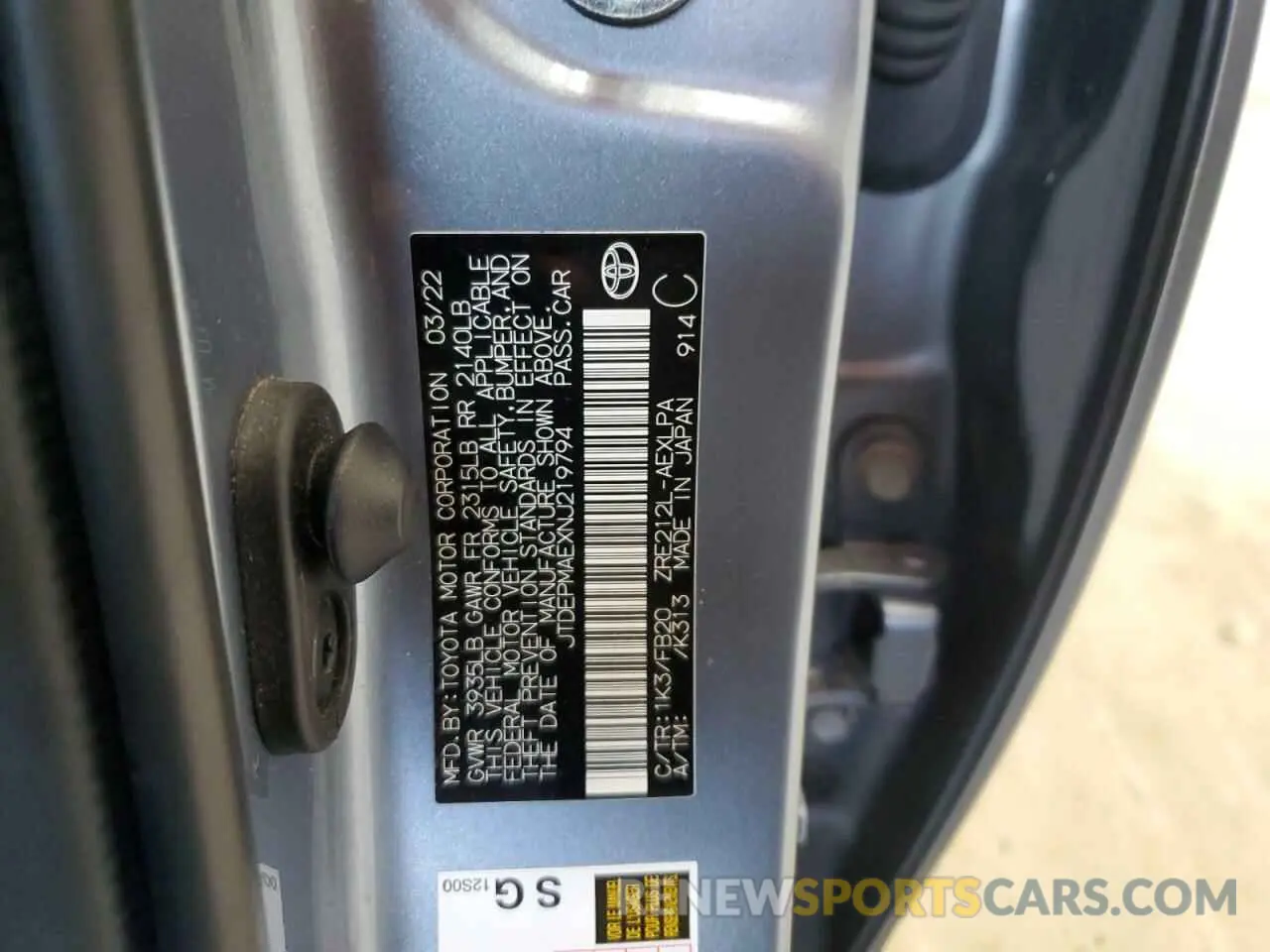 12 fotografías del automóvil dañado JTDEPMAEXNJ219794 TOYOTA COROLLA 2022