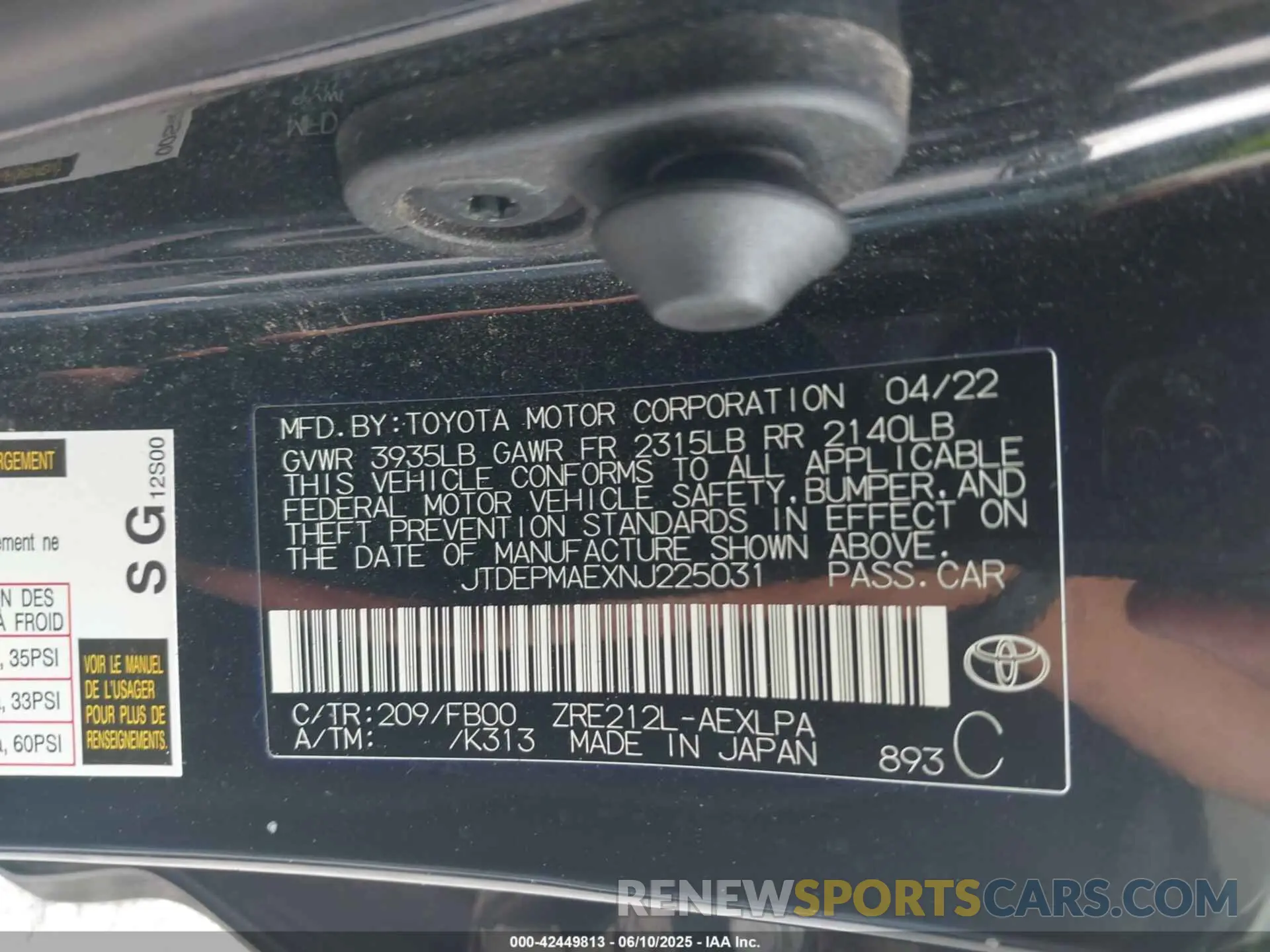 9 fotografías del automóvil dañado JTDEPMAEXNJ225031 TOYOTA COROLLA 2022