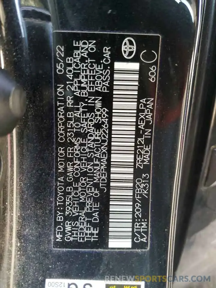 12 fotografías del automóvil dañado JTDEPMAEXNJ226499 TOYOTA COROLLA 2022