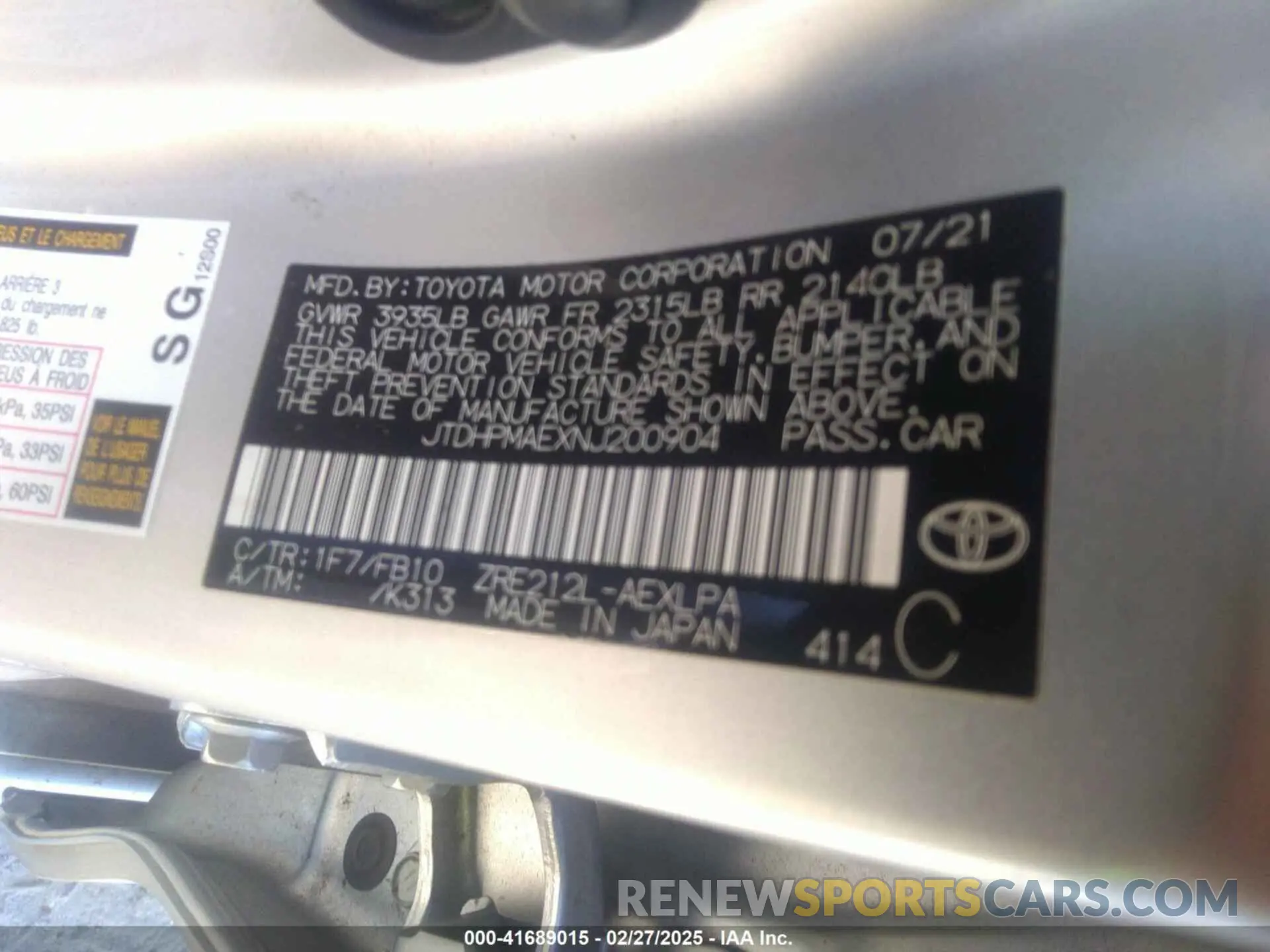 9 fotografías del automóvil dañado JTDHPMAEXNJ200904 TOYOTA COROLLA 2022