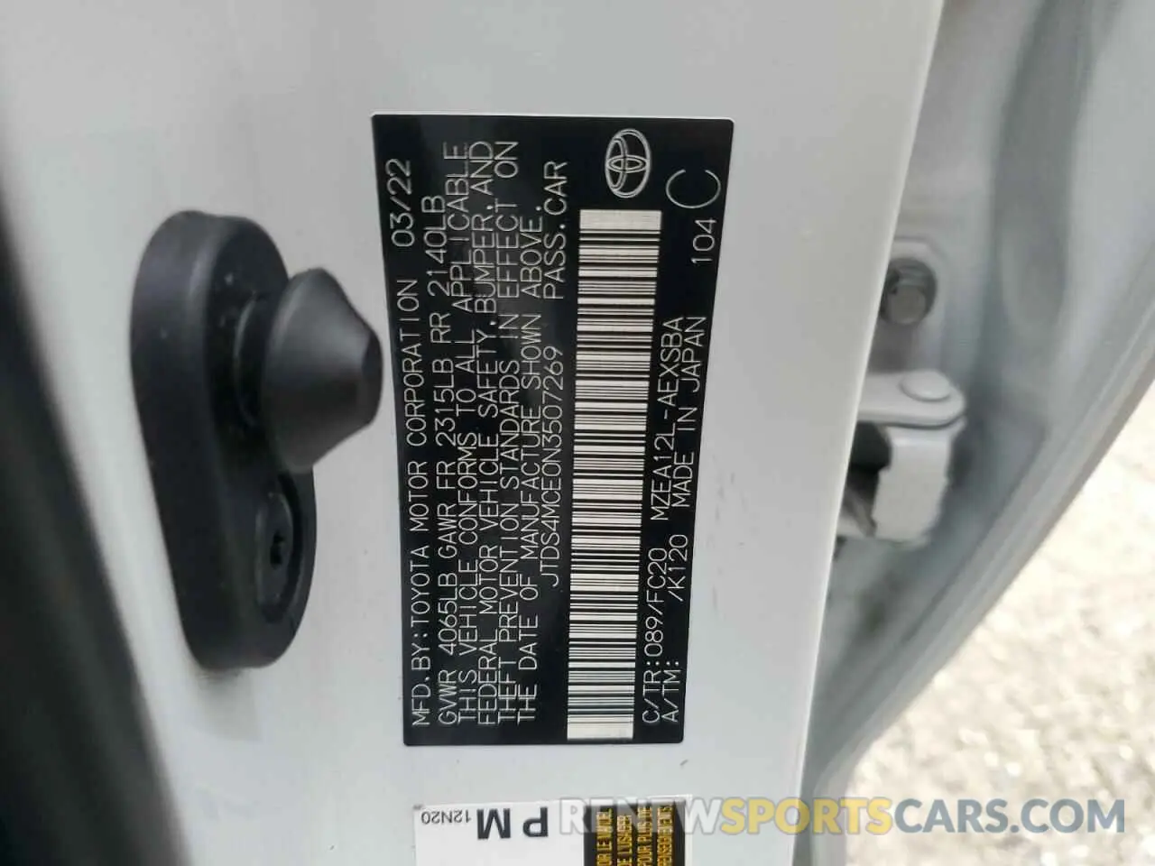 13 fotografías del automóvil dañado JTDS4MCE0N3507269 TOYOTA COROLLA 2022