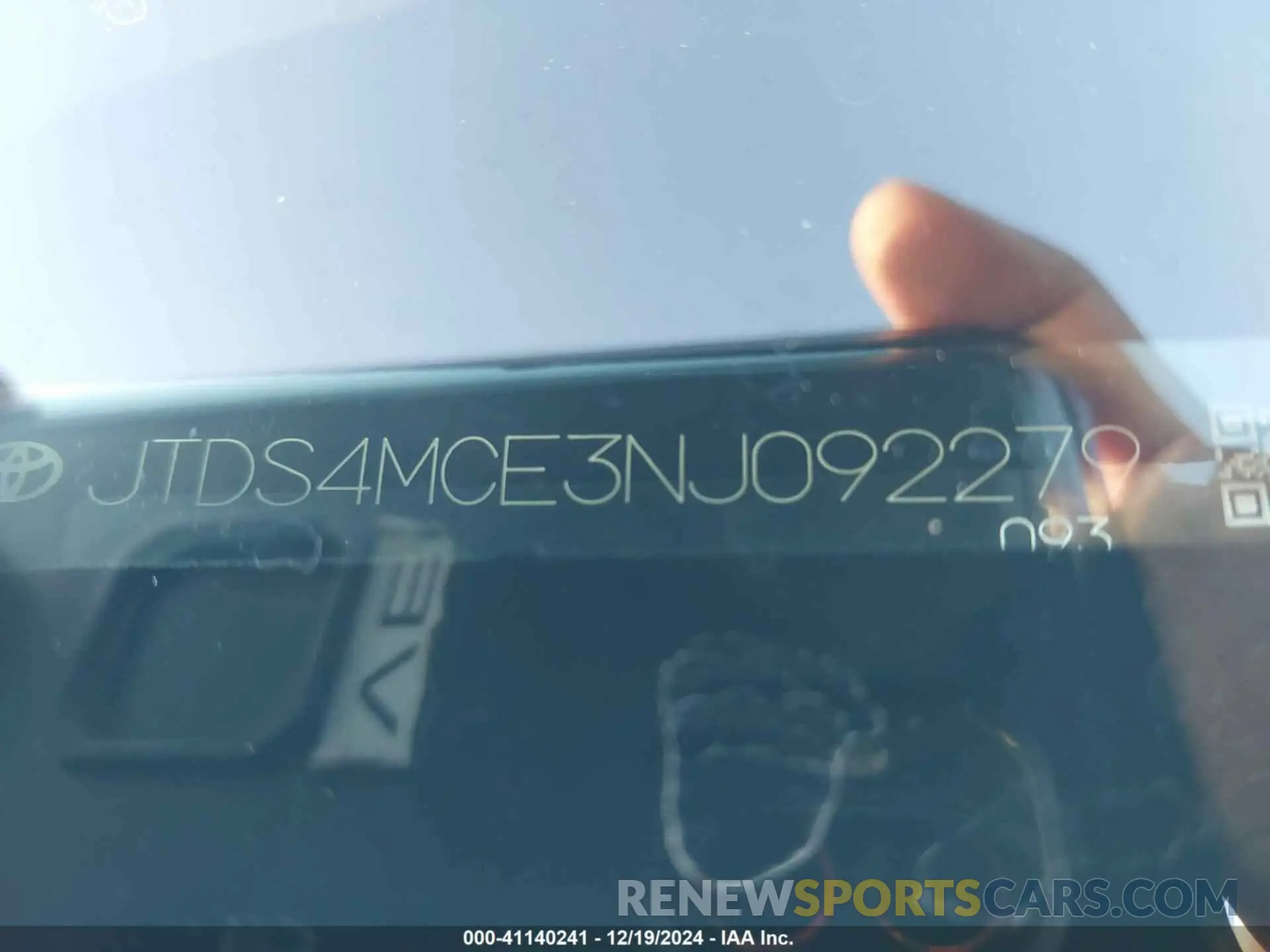 9 fotografías del automóvil dañado JTDS4MCE3NJ092279 TOYOTA COROLLA 2022