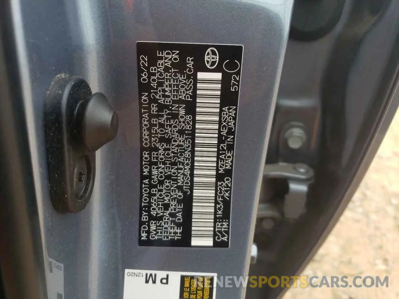 12 fotografías del automóvil dañado JTDS4MCE8N3511828 TOYOTA COROLLA 2022