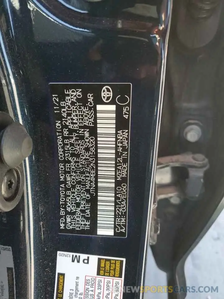 13 fotografías del automóvil dañado JTNA4MBE2N3158320 TOYOTA COROLLA 2022