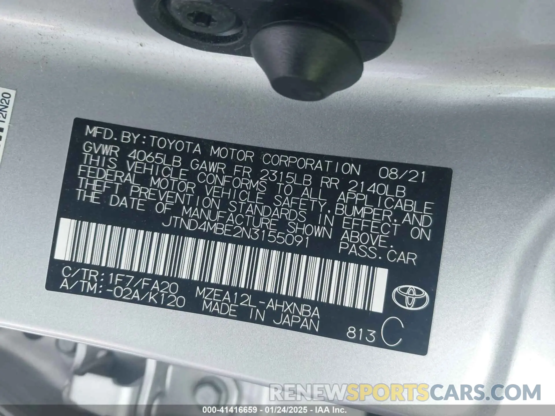 9 fotografías del automóvil dañado JTND4MBE2N3155091 TOYOTA COROLLA 2022