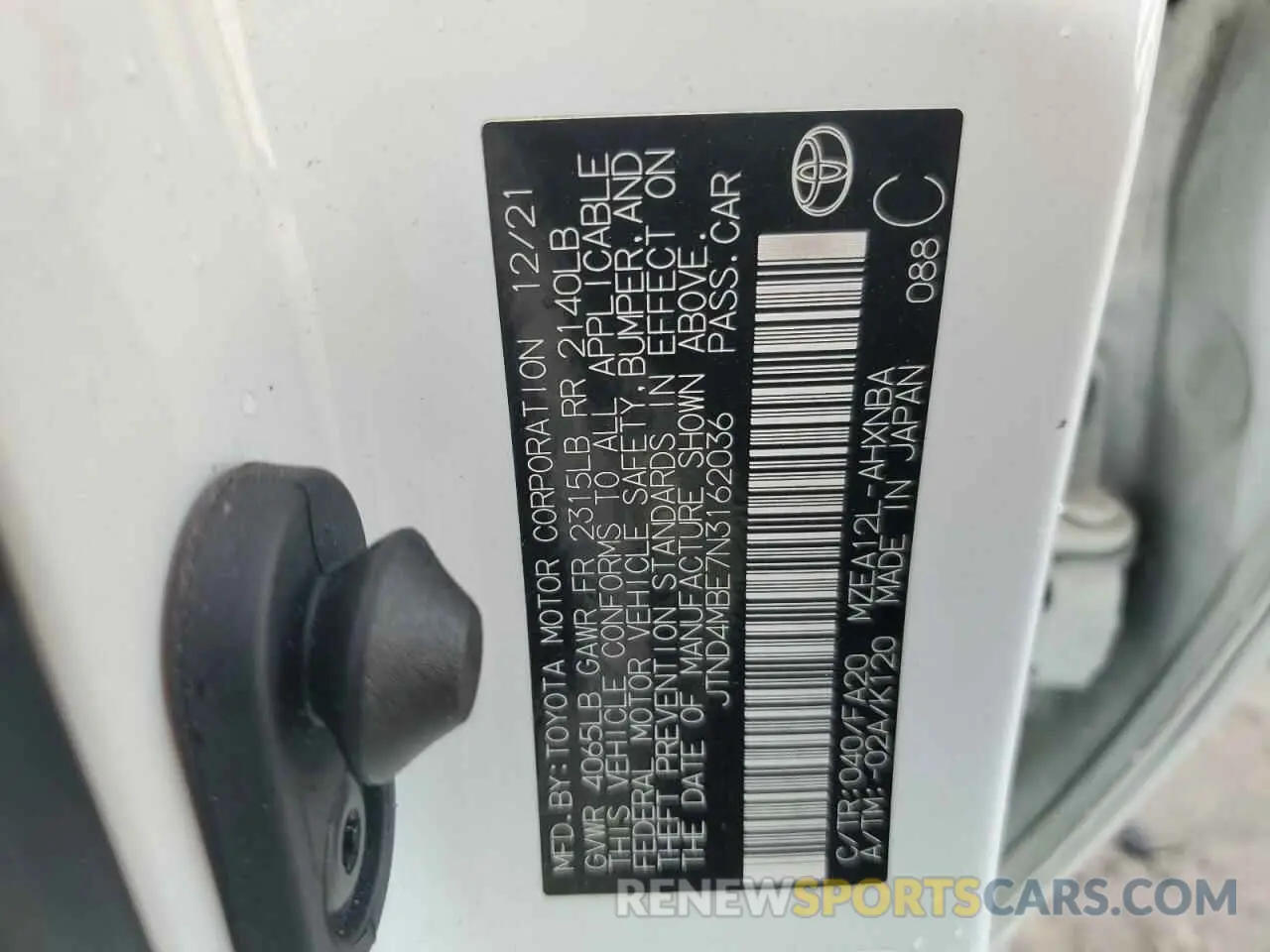 14 fotografías del automóvil dañado JTND4MBE7N3162036 TOYOTA COROLLA 2022