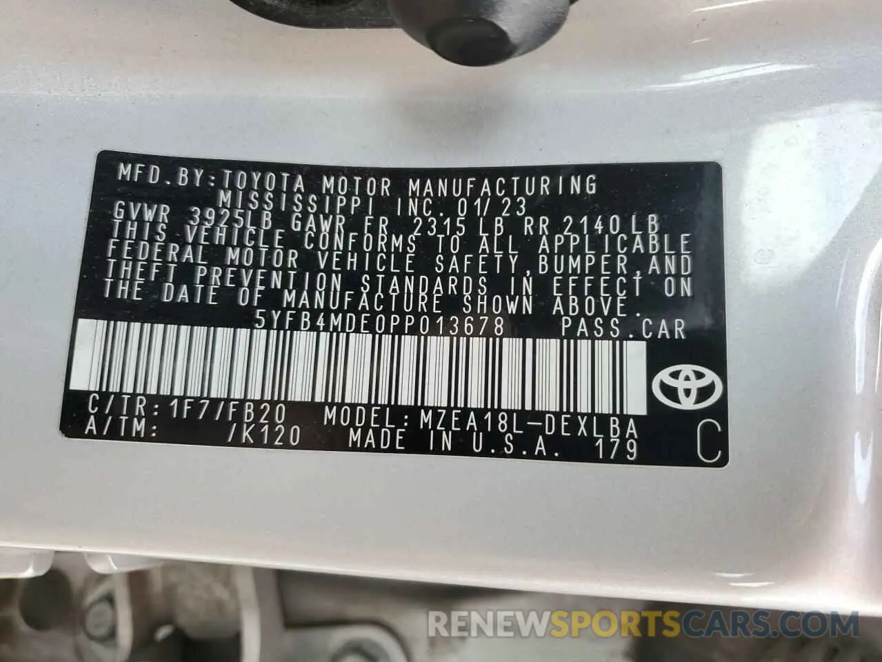 12 fotografías del automóvil dañado 5YFB4MDE0PP013678 TOYOTA COROLLA 2023