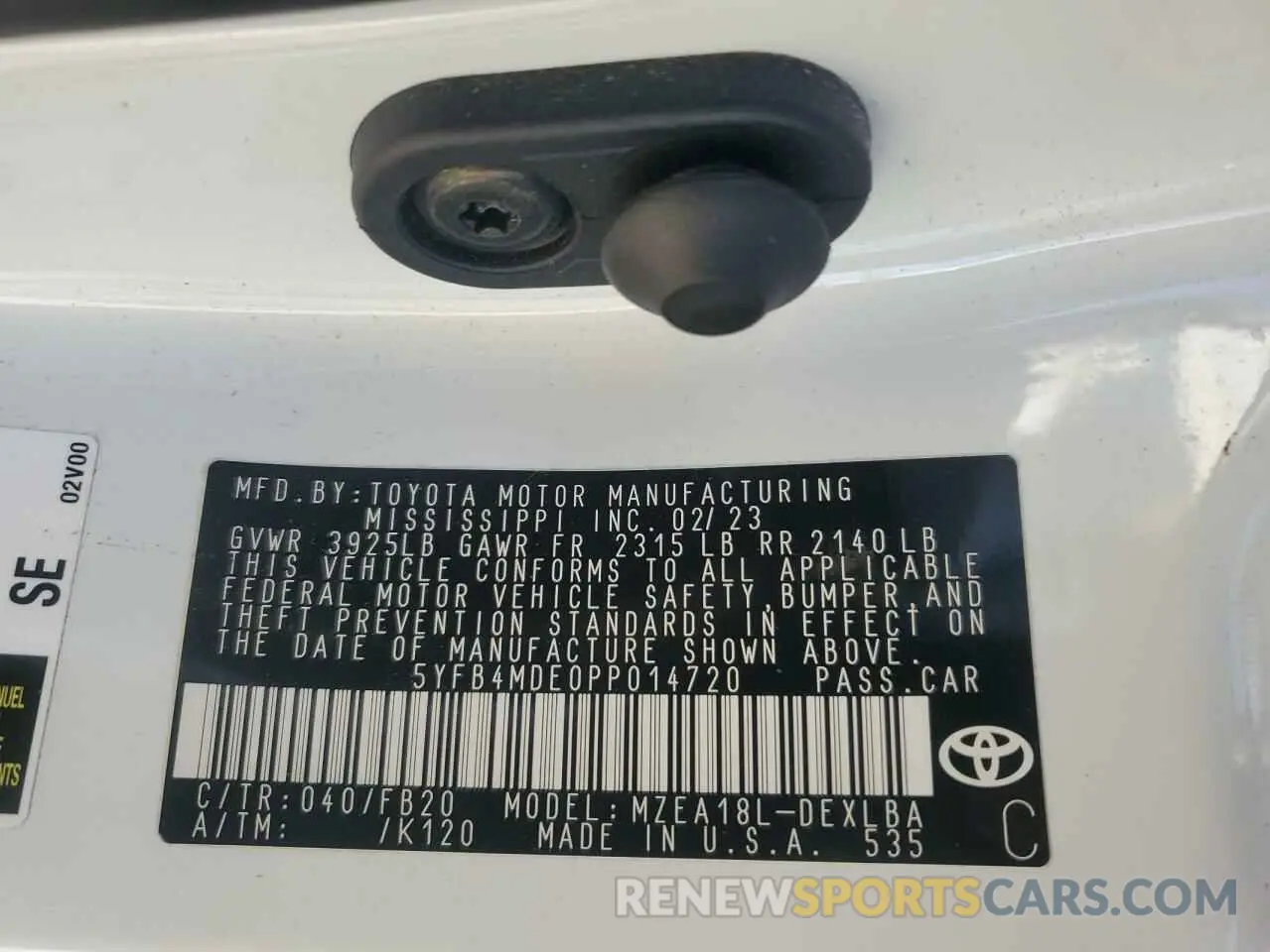 12 fotografías del automóvil dañado 5YFB4MDE0PP014720 TOYOTA COROLLA 2023