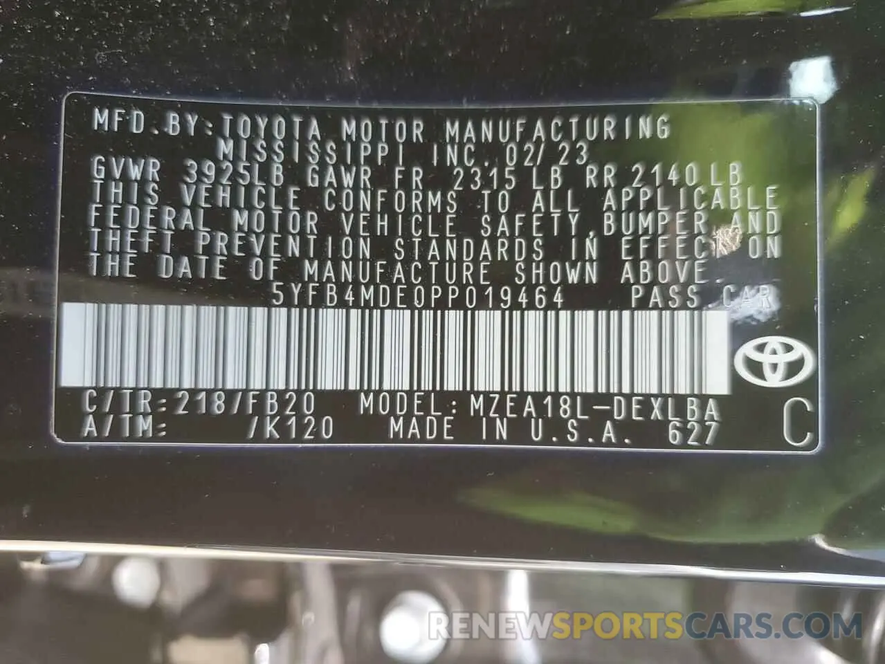 12 fotografías del automóvil dañado 5YFB4MDE0PP019464 TOYOTA COROLLA 2023