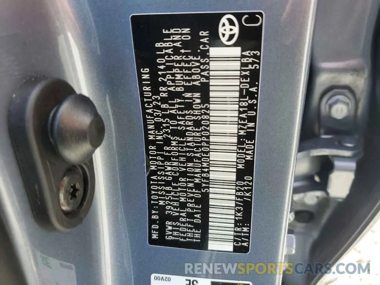 12 fotografías del automóvil dañado 5YFB4MDE0PP020825 TOYOTA COROLLA 2023