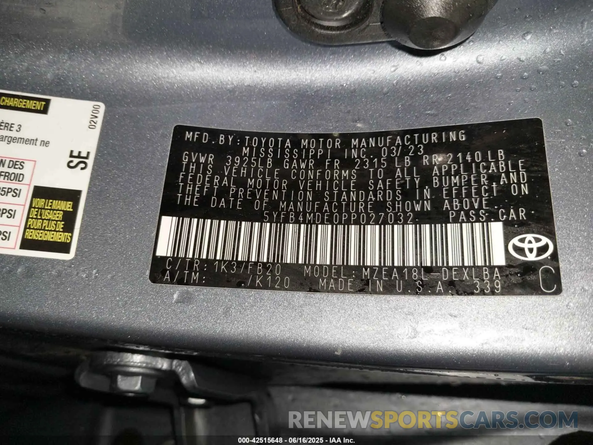 9 fotografías del automóvil dañado 5YFB4MDE0PP027032 TOYOTA COROLLA 2023