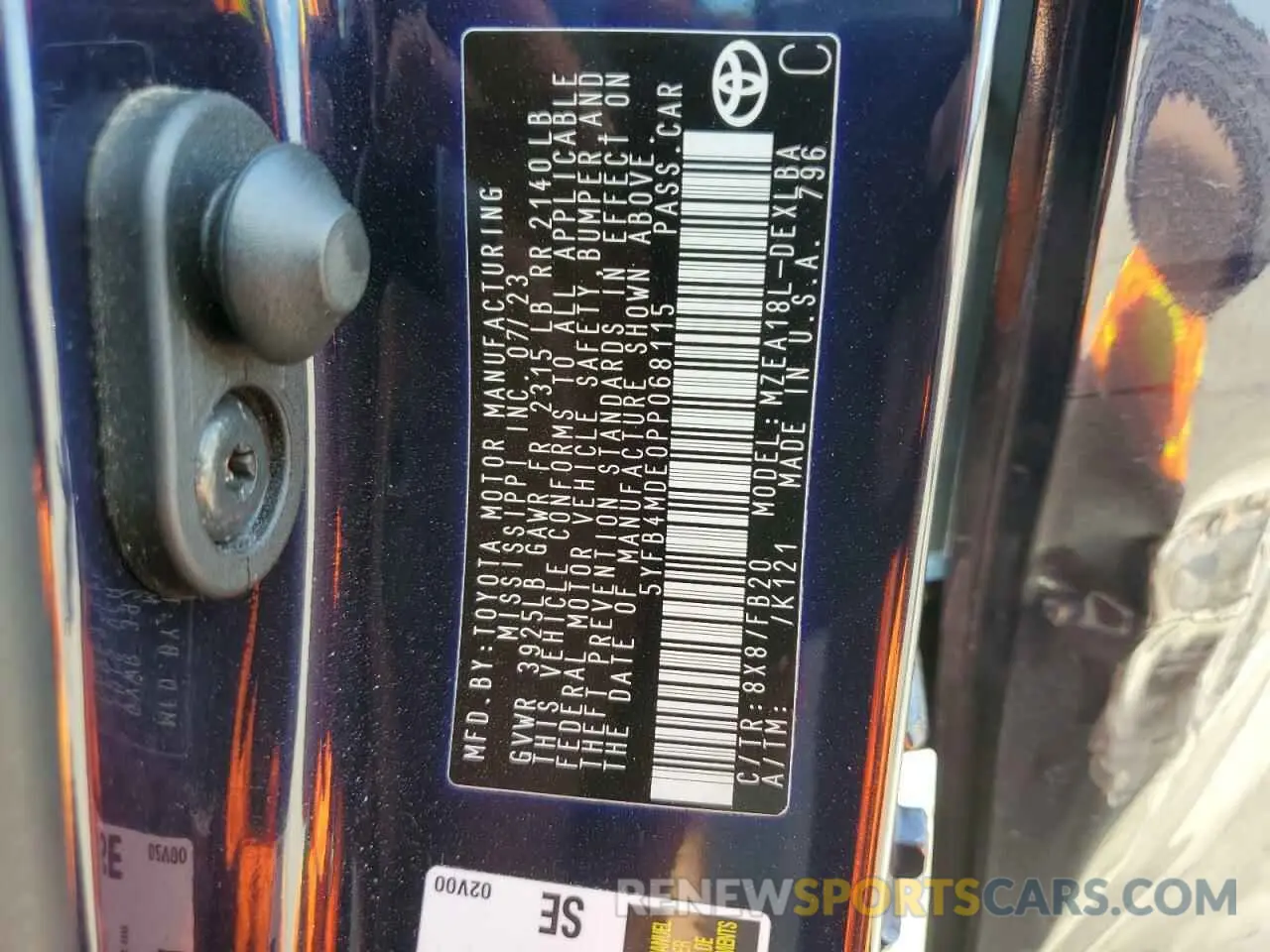 13 fotografías del automóvil dañado 5YFB4MDE0PP068115 TOYOTA COROLLA 2023