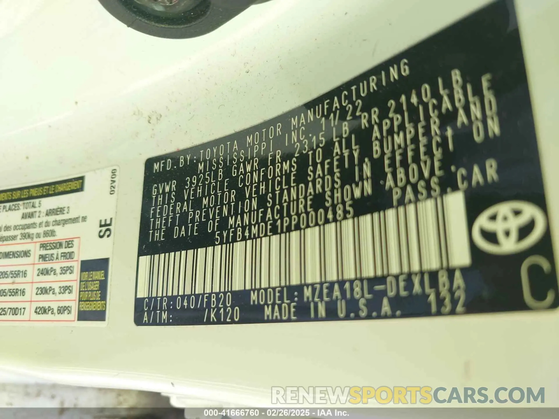 9 fotografías del automóvil dañado 5YFB4MDE1PP000485 TOYOTA COROLLA 2023