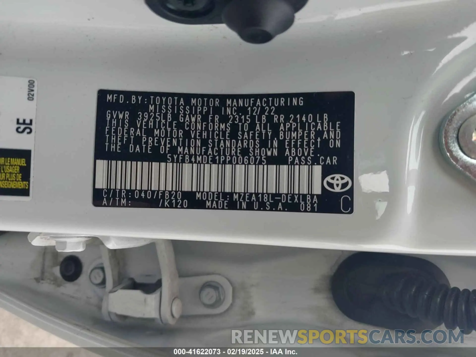 9 fotografías del automóvil dañado 5YFB4MDE1PP006075 TOYOTA COROLLA 2023