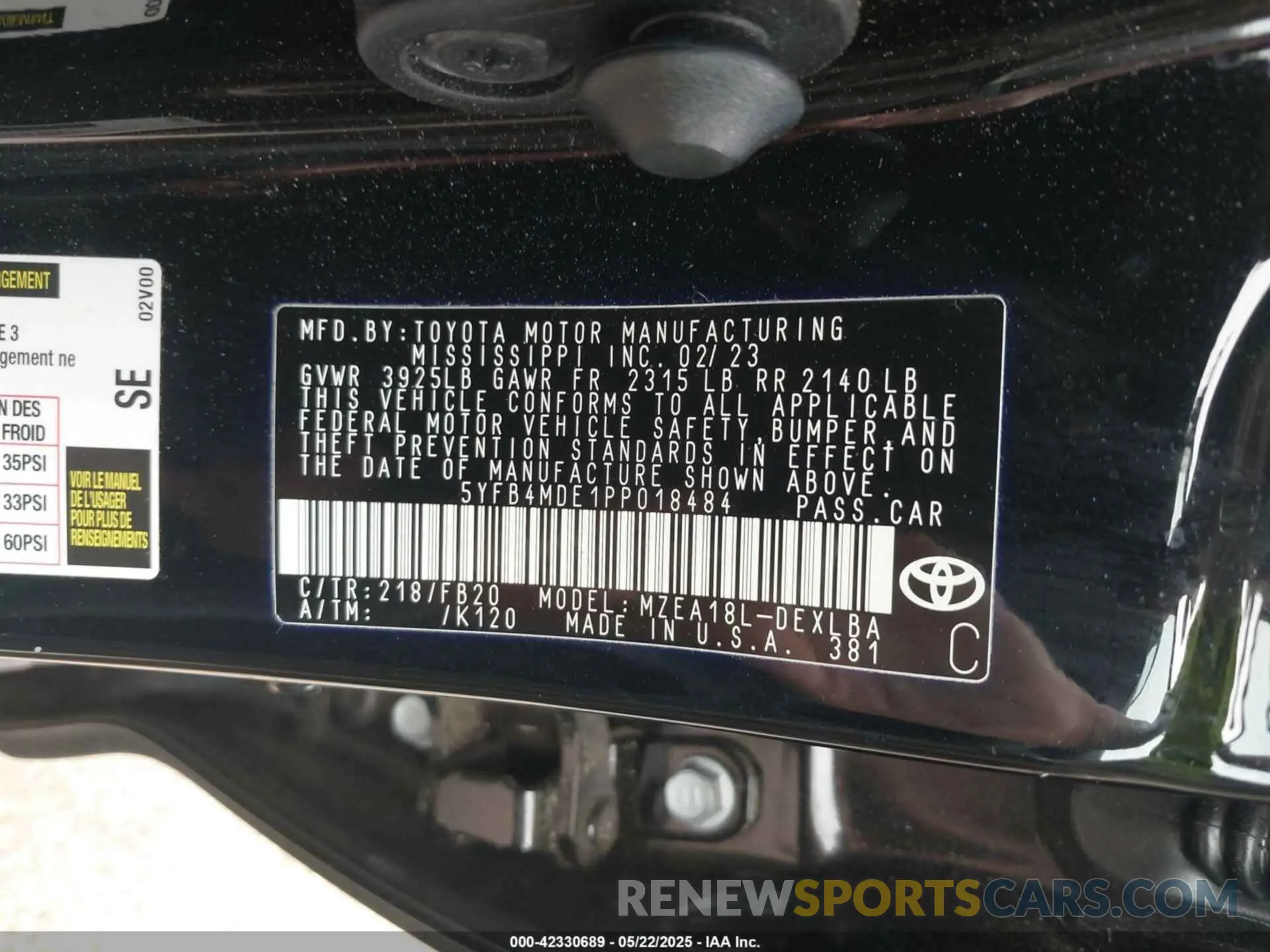 9 fotografías del automóvil dañado 5YFB4MDE1PP018484 TOYOTA COROLLA 2023