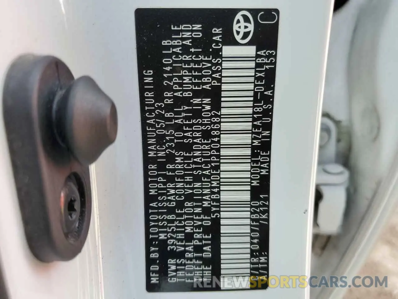 12 fotografías del automóvil dañado 5YFB4MDE1PP048682 TOYOTA COROLLA 2023