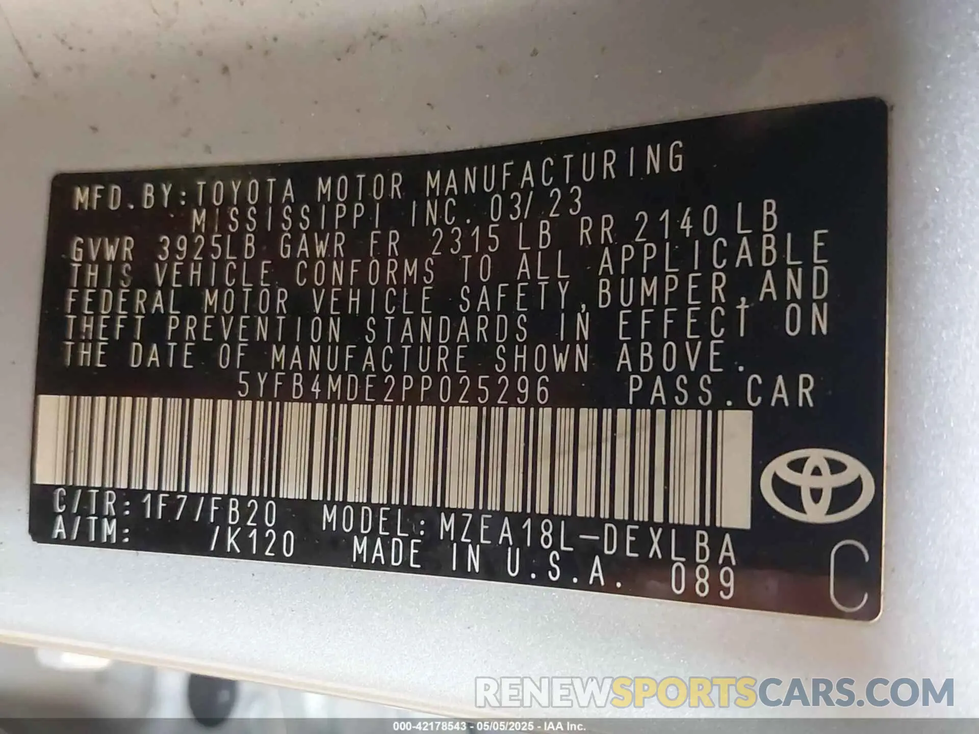 9 fotografías del automóvil dañado 5YFB4MDE2PP025296 TOYOTA COROLLA 2023