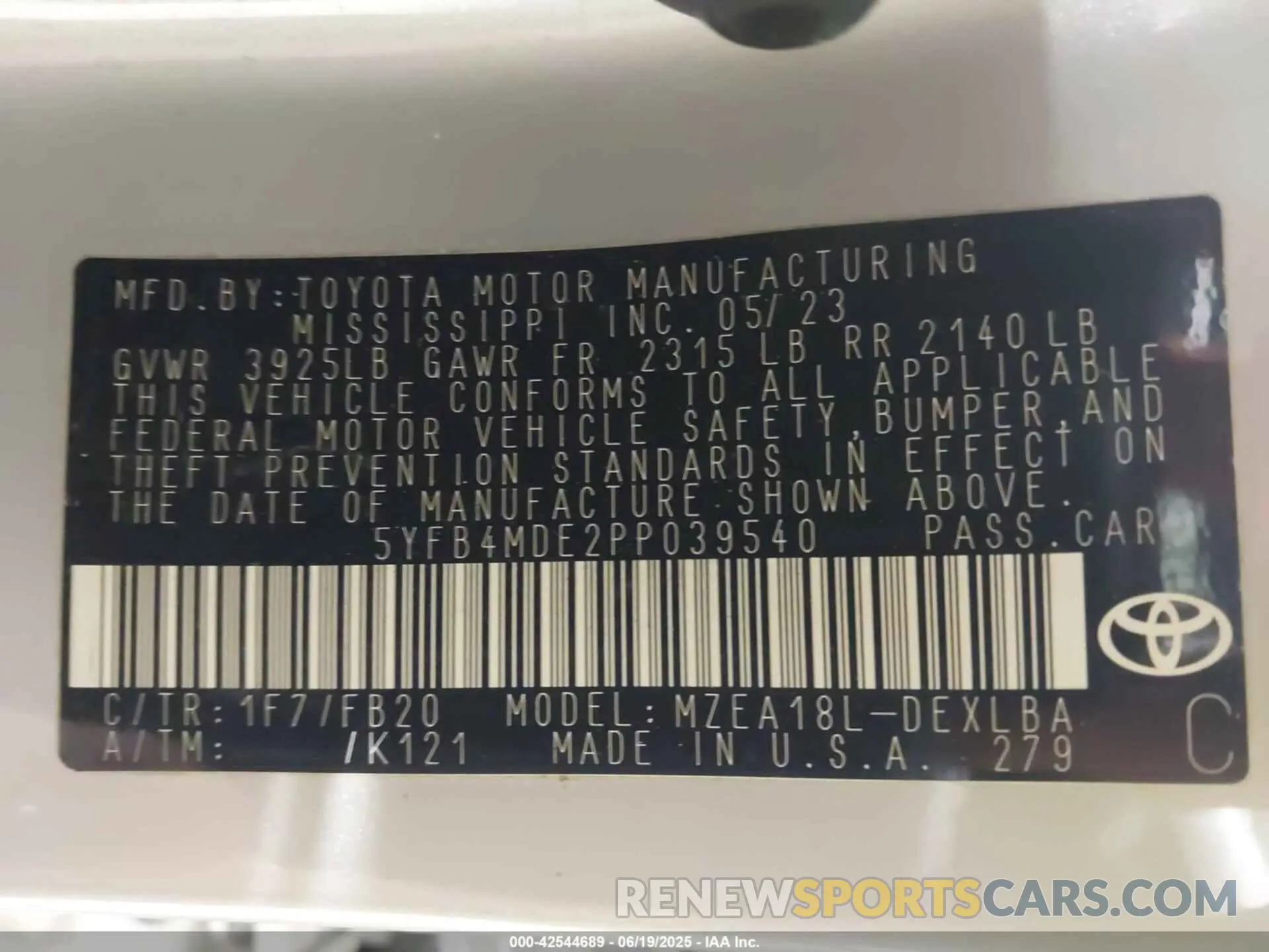 9 fotografías del automóvil dañado 5YFB4MDE2PP039540 TOYOTA COROLLA 2023