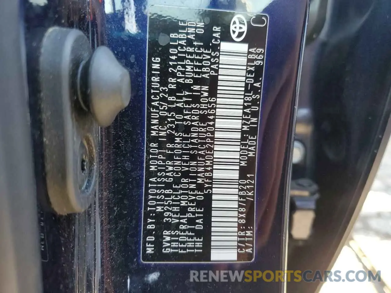 12 fotografías del automóvil dañado 5YFB4MDE2PP044656 TOYOTA COROLLA 2023