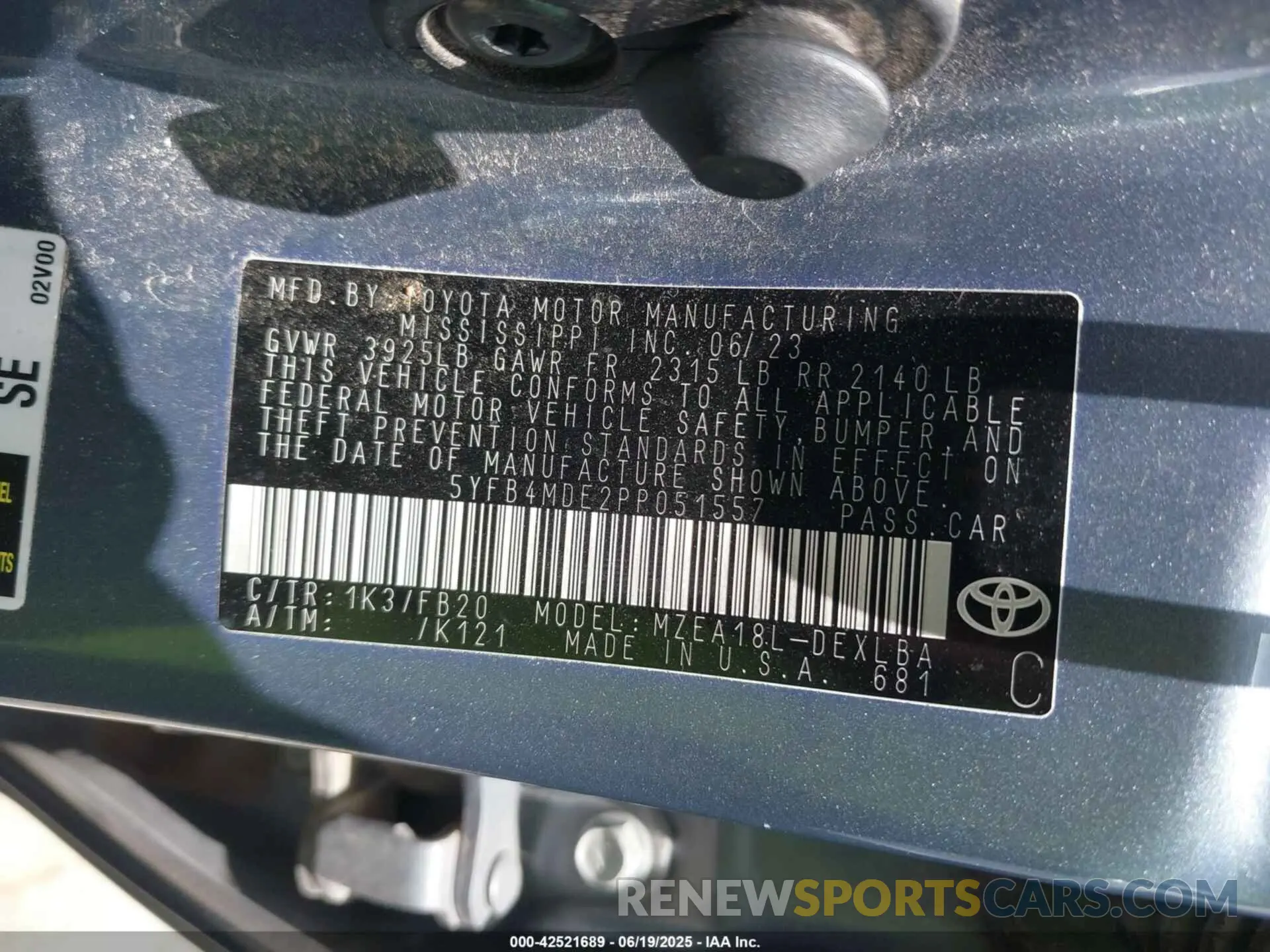 9 fotografías del automóvil dañado 5YFB4MDE2PP051557 TOYOTA COROLLA 2023