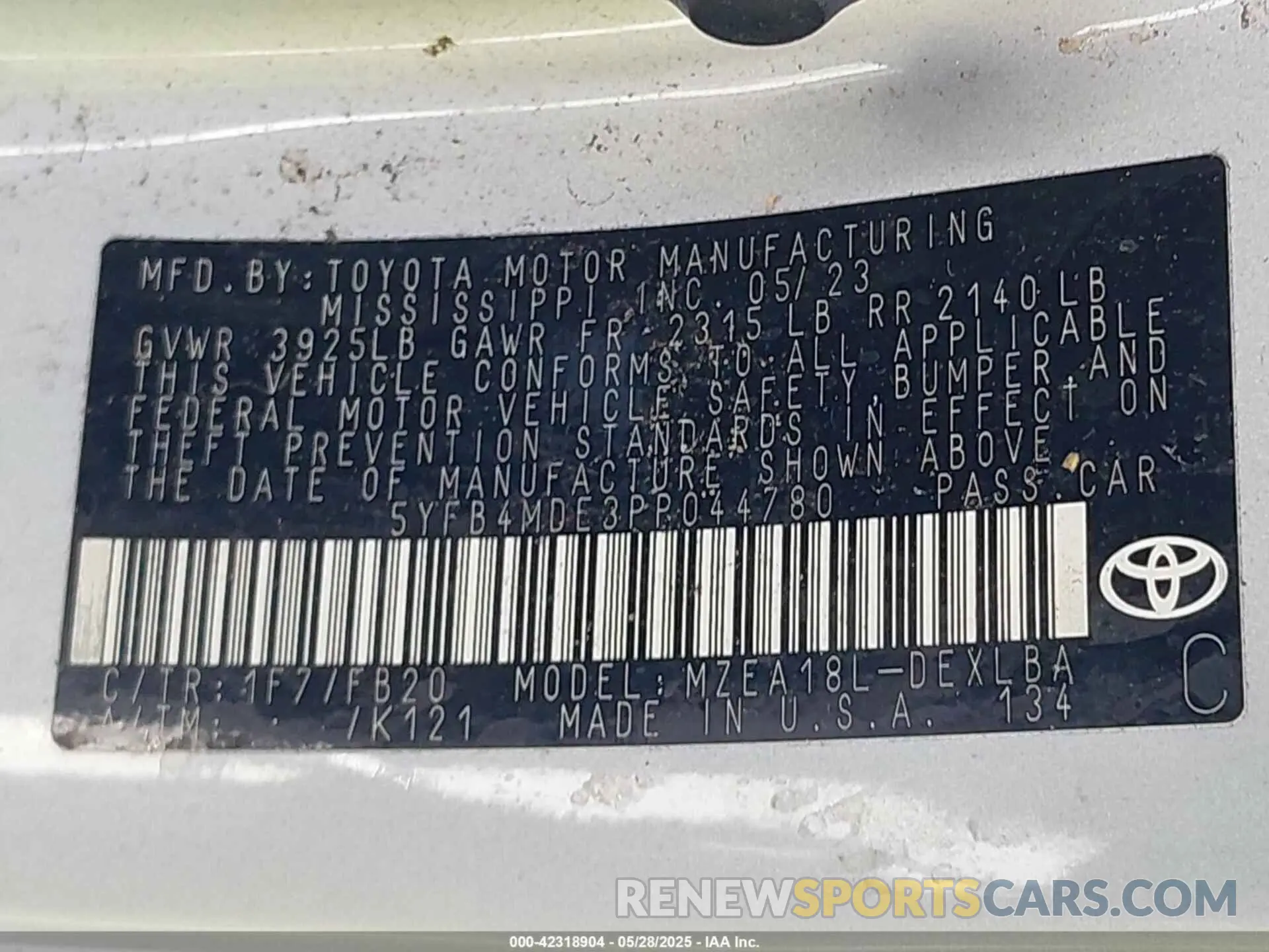 9 fotografías del automóvil dañado 5YFB4MDE3PP044780 TOYOTA COROLLA 2023