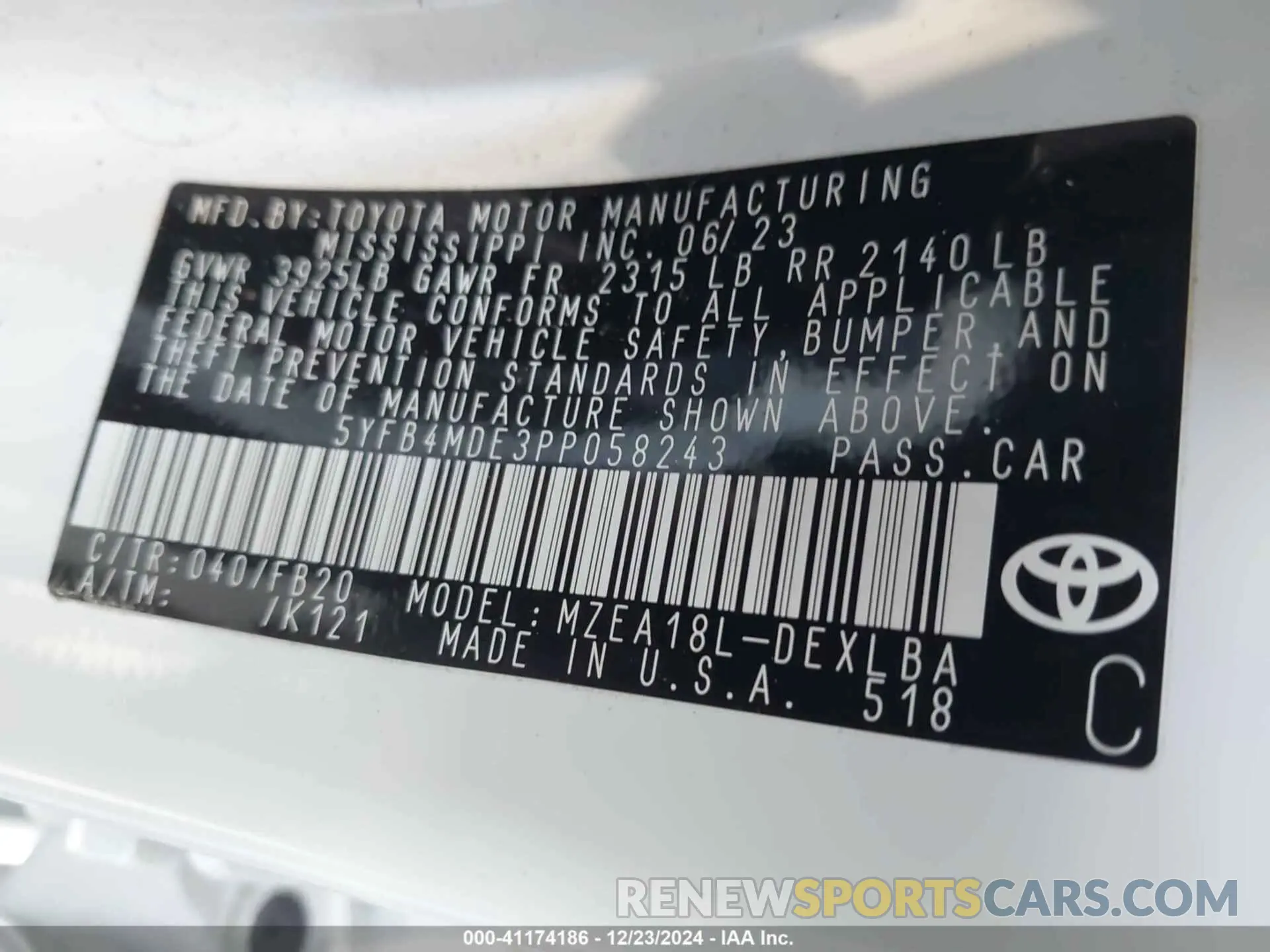 8 fotografías del automóvil dañado 5YFB4MDE3PP058243 TOYOTA COROLLA 2023