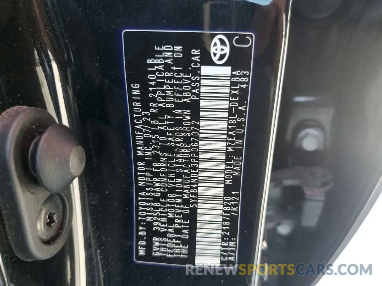 13 fotografías del automóvil dañado 5YFB4MDE3PP067072 TOYOTA COROLLA 2023