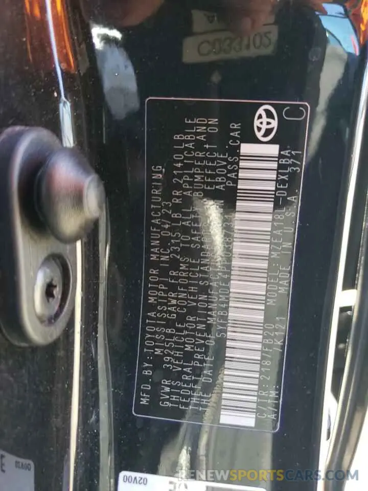 12 fotografías del automóvil dañado 5YFB4MDE4PP038731 TOYOTA COROLLA 2023