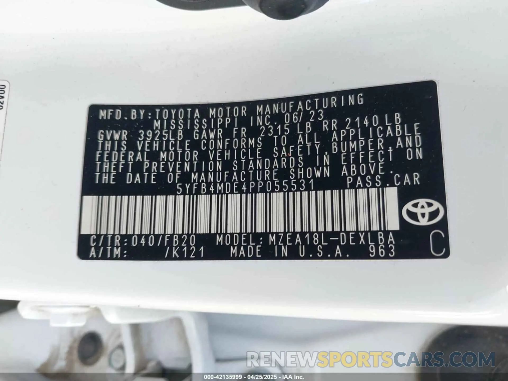 9 fotografías del automóvil dañado 5YFB4MDE4PP055531 TOYOTA COROLLA 2023
