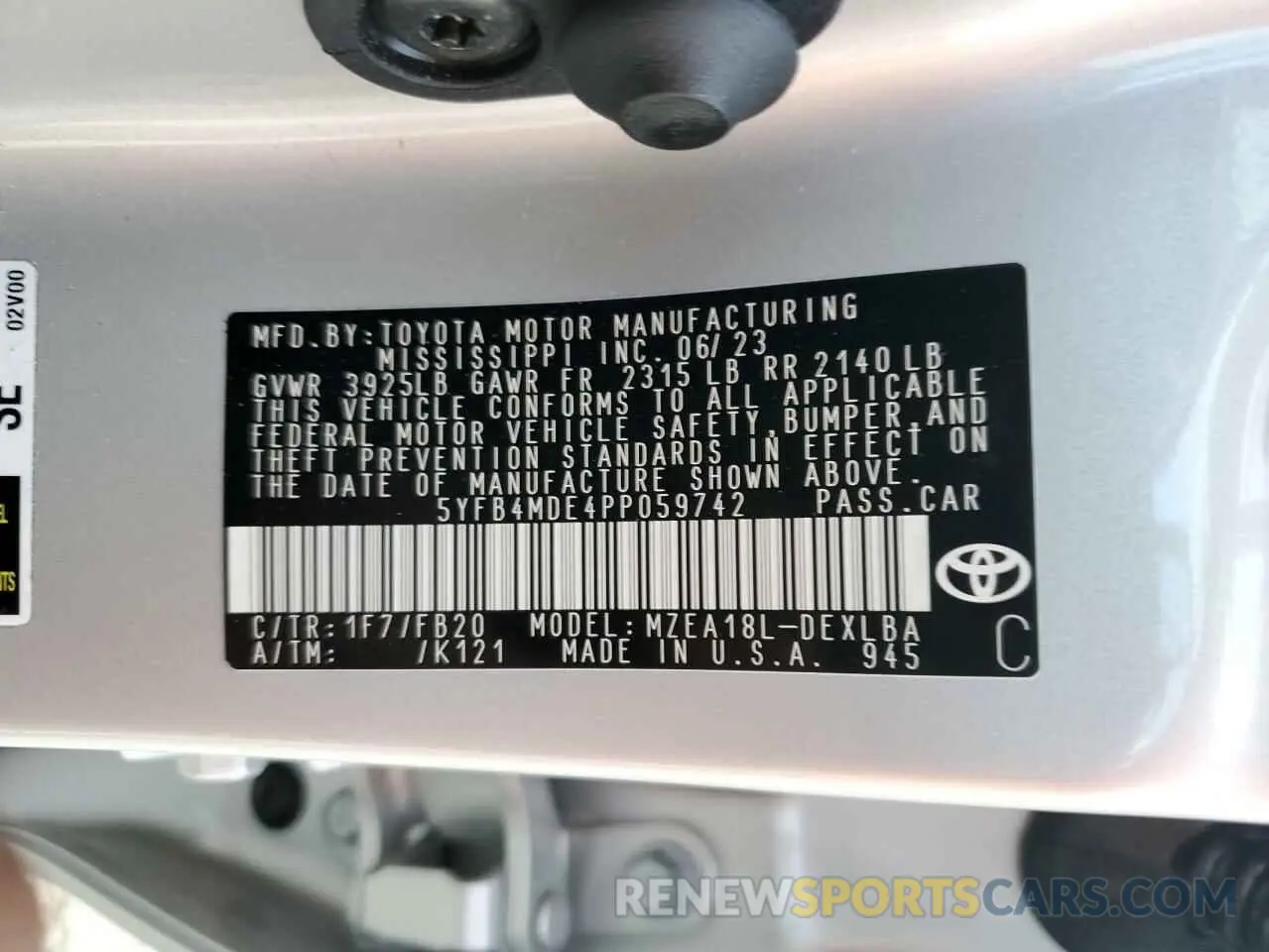 13 fotografías del automóvil dañado 5YFB4MDE4PP059742 TOYOTA COROLLA 2023