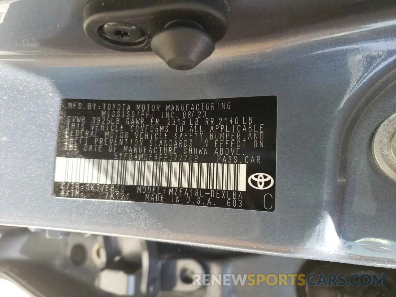 13 fotografías del automóvil dañado 5YFB4MDE4PP077769 TOYOTA COROLLA 2023
