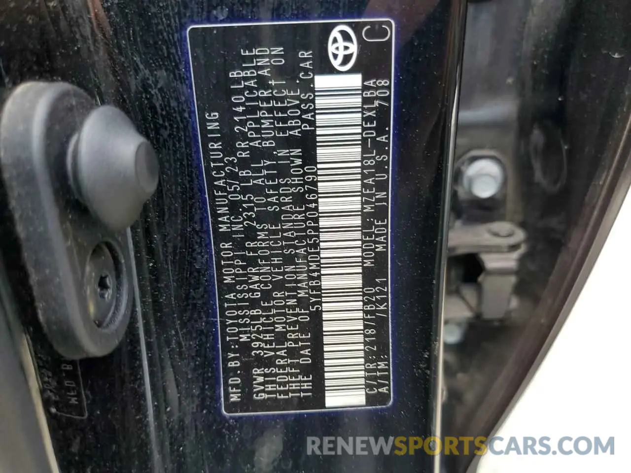 12 fotografías del automóvil dañado 5YFB4MDE5PP046790 TOYOTA COROLLA 2023