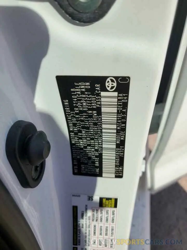 13 fotografías del automóvil dañado 5YFB4MDE5PP059345 TOYOTA COROLLA 2023