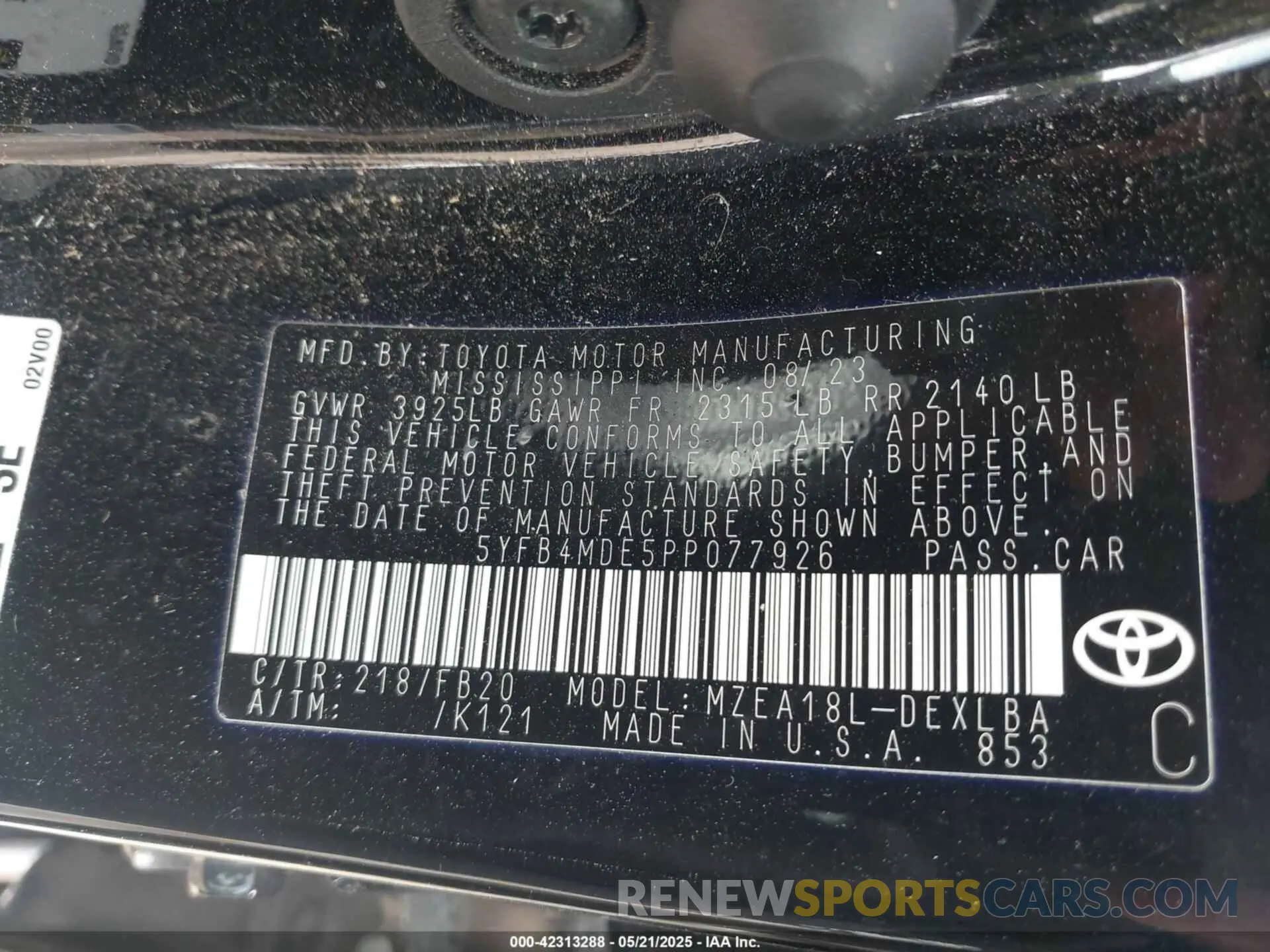 9 fotografías del automóvil dañado 5YFB4MDE5PP077926 TOYOTA COROLLA 2023