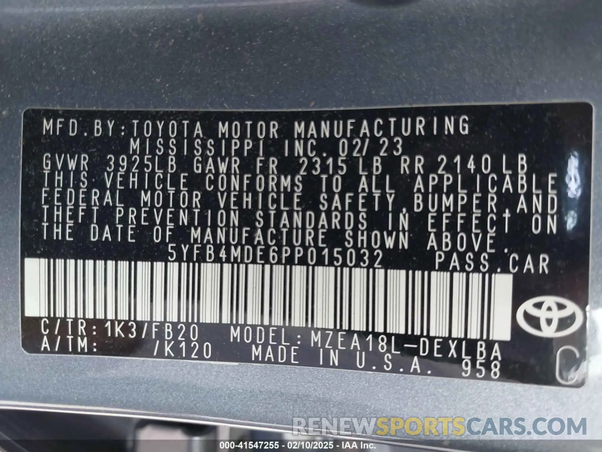 9 fotografías del automóvil dañado 5YFB4MDE6PP015032 TOYOTA COROLLA 2023