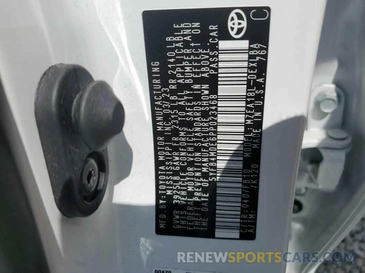 12 fotografías del automóvil dañado 5YFB4MDE6PP023468 TOYOTA COROLLA 2023