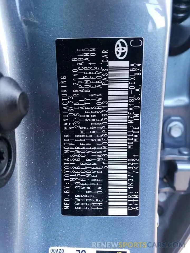 12 fotografías del automóvil dañado 5YFB4MDE6PP056213 TOYOTA COROLLA 2023