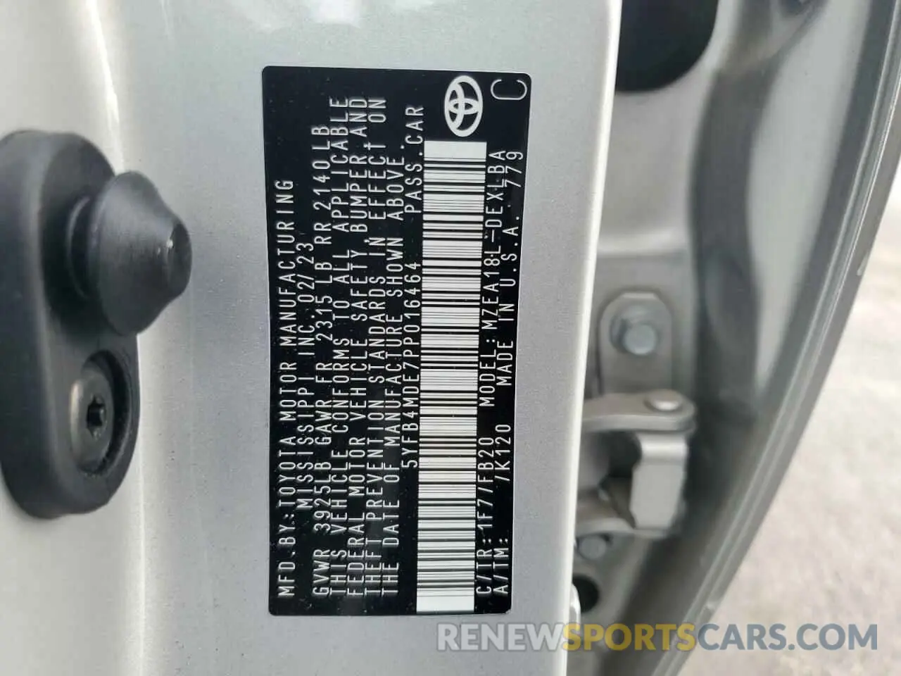 12 fotografías del automóvil dañado 5YFB4MDE7PP016464 TOYOTA COROLLA 2023