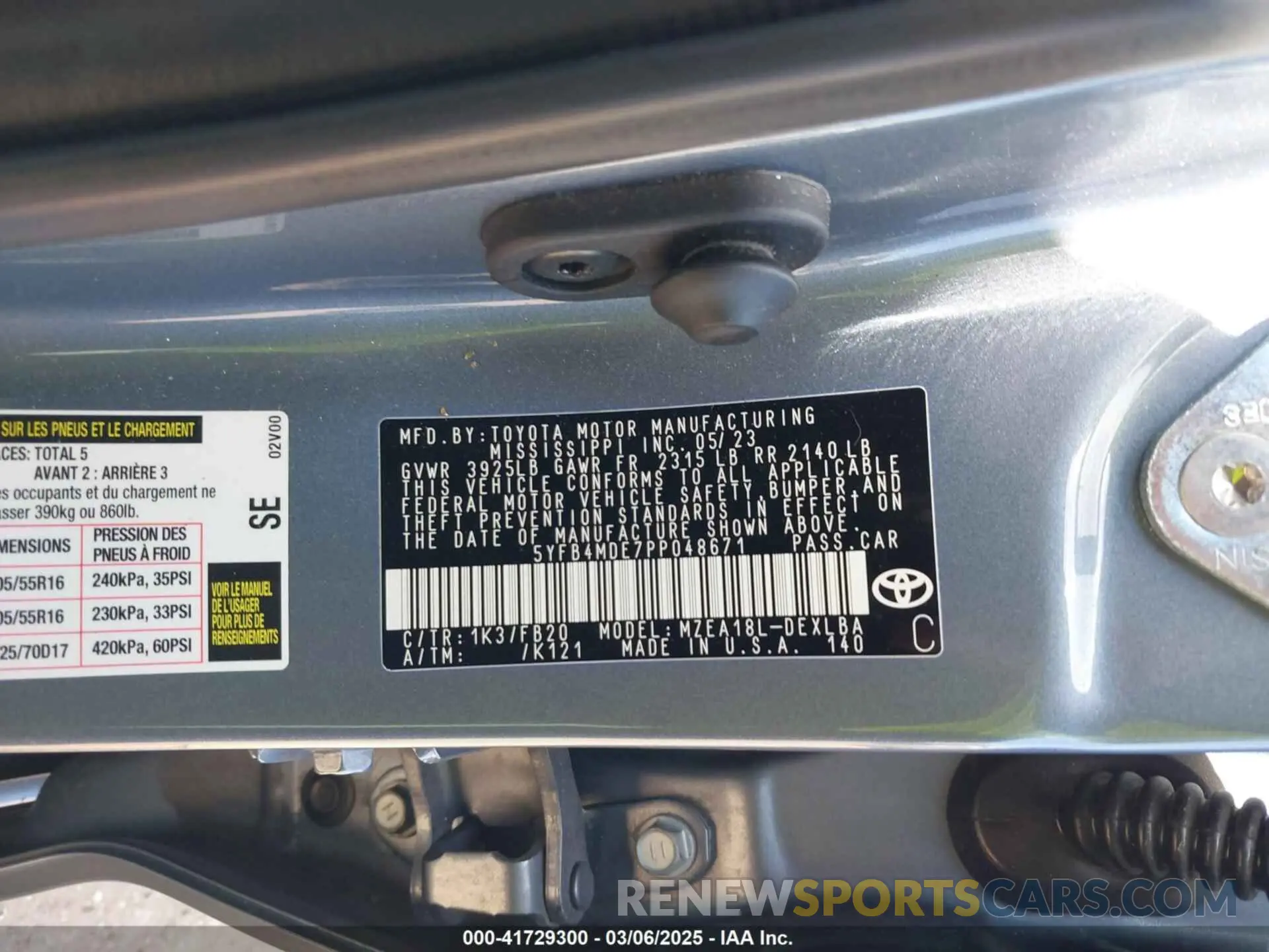 9 fotografías del automóvil dañado 5YFB4MDE7PP048671 TOYOTA COROLLA 2023