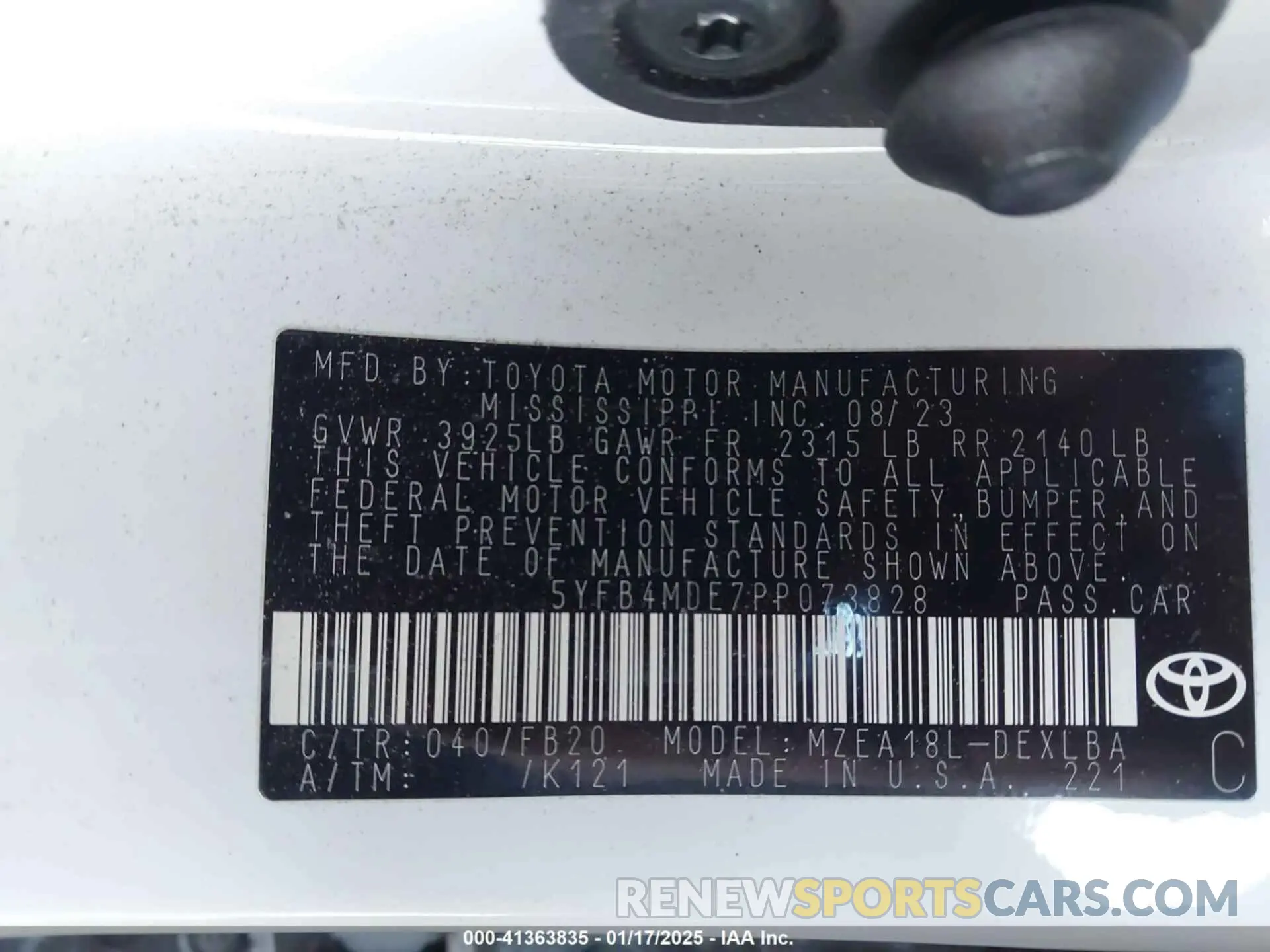 9 fotografías del automóvil dañado 5YFB4MDE7PP073828 TOYOTA COROLLA 2023